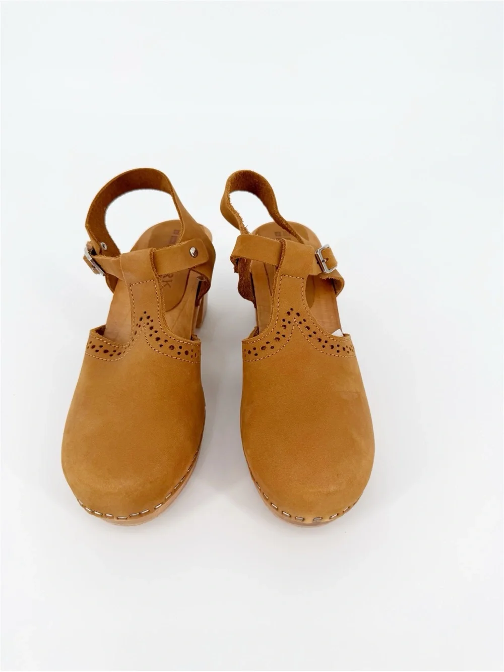 Bjork CLARA Swedish Wooden Clogs Sandals in Camel Nubuck